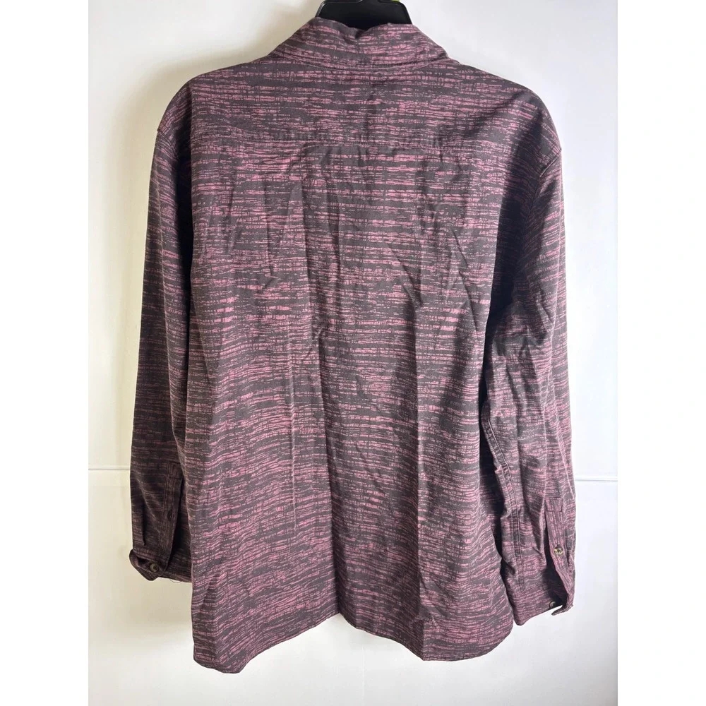 The North Face Mens Purple Black Slub Long Sleeve Button Down Shirt NF0A3KEZ L